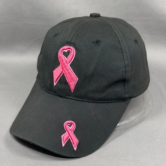 Breast Cancer Awareness Strap Back Hat Cap Pink Ribbon Baseball Outdoor Womens - Picture 1 of 13